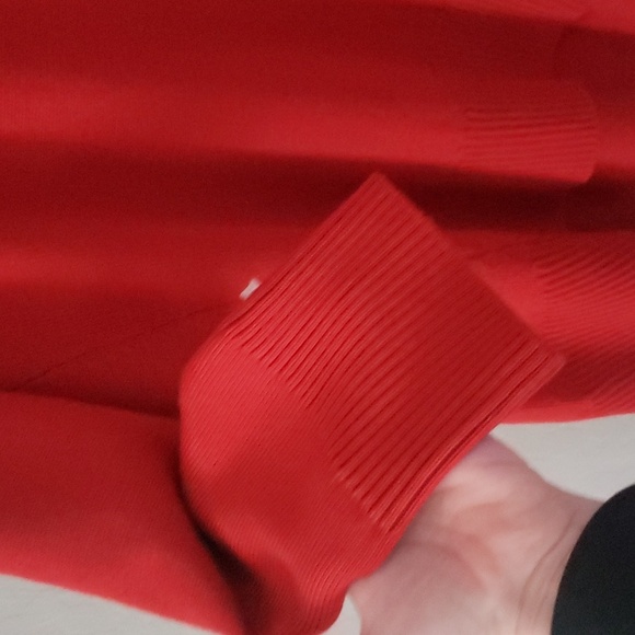 Eileen Fisher Mock Neck 100% Extra Fine Merino Wool Sweater Red Longer Oversized - Picture 7 of 16